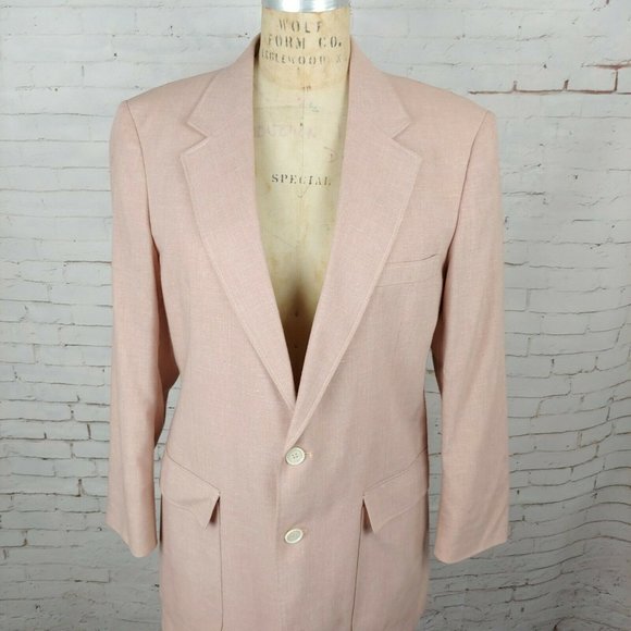 Vintage Glenshire Fine Tailored Clothing Blazer Mens 42 Lined Pink Jacket - Picture 2 of 12